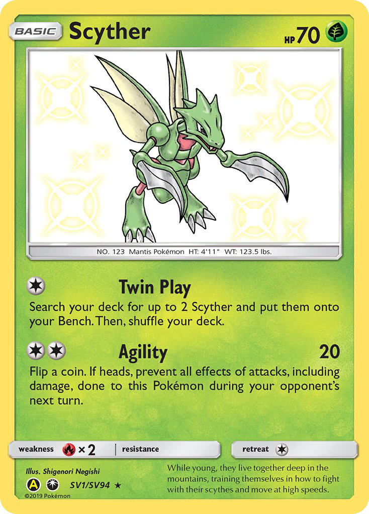 Scyther SV1/94 Rare Shiny | Hidden Fates Shiny Vault | Pokemon Card