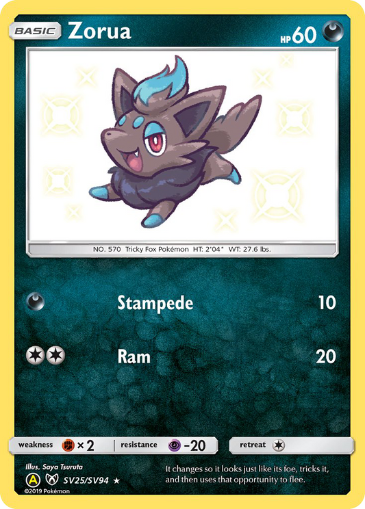 Zorua SV25/94 Rare Shiny | Hidden Fates Shiny Vault | Pokemon Card