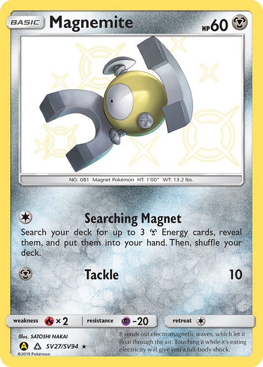 Magnemite SV27/94 Rare Shiny | Hidden Fates Shiny Vault | Pokemon Card