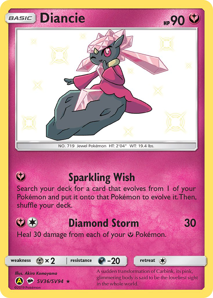 Diancie SV36/94 Rare Shiny | Hidden Fates Shiny Vault | Pokemon Card