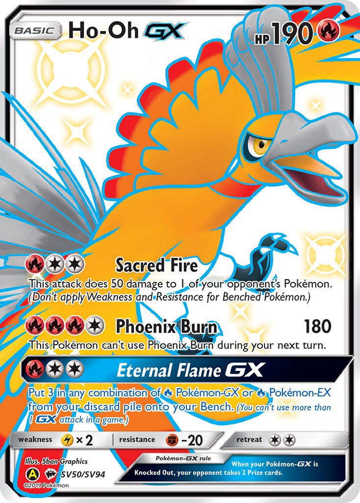Ho-Oh-GX SV50/94 Rare Shiny GX | Hidden Fates Shiny Vault | Pokemon Card