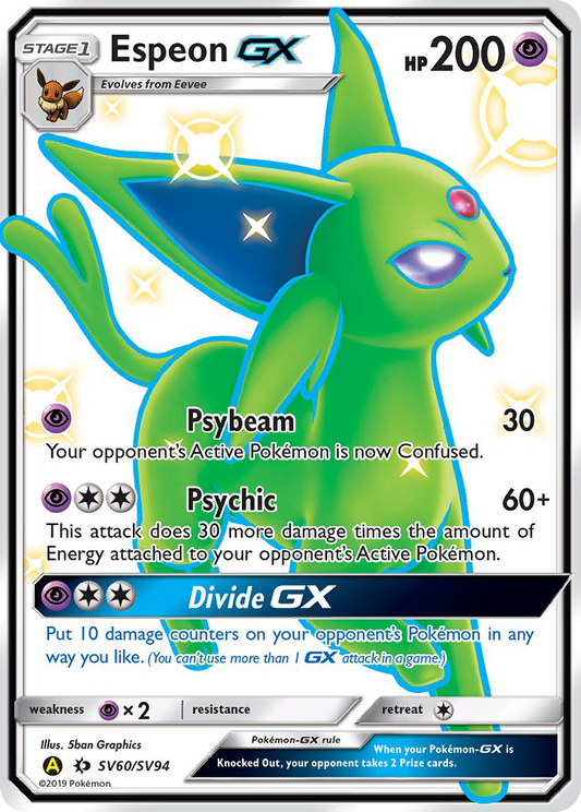 Espeon-GX SV60/94 Rare Shiny GX | Hidden Fates Shiny Vault | Pokemon Card