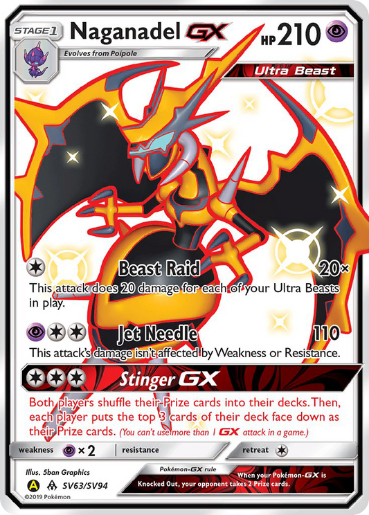 Naganadel-GX SV63/94 Rare Shiny GX | Hidden Fates Shiny Vault | Pokemon Card
