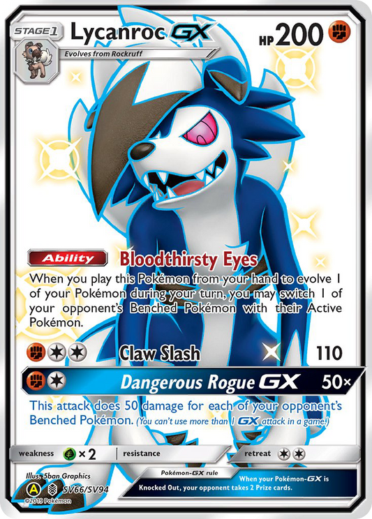 Lycanroc-GX SV66/94 Rare Shiny GX | Hidden Fates Shiny Vault | Pokemon Card