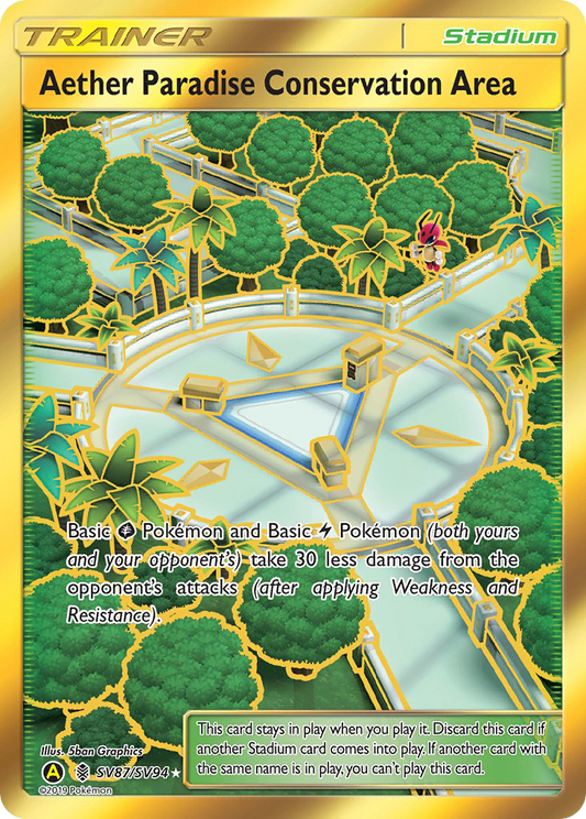 Aether Paradise Conservation Area SV87/94 Rare Secret | Hidden Fates Shiny Vault | Pokemon Card