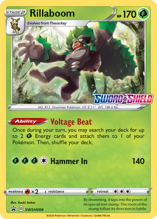 Rillaboom SWSH006/307 Promo | SWSH Black Star Promos | Pokemon Card