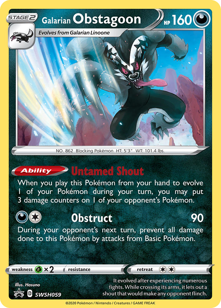 Galarian Obstagoon SWSH059/307 Promo | SWSH Black Star Promos | Pokemon Card