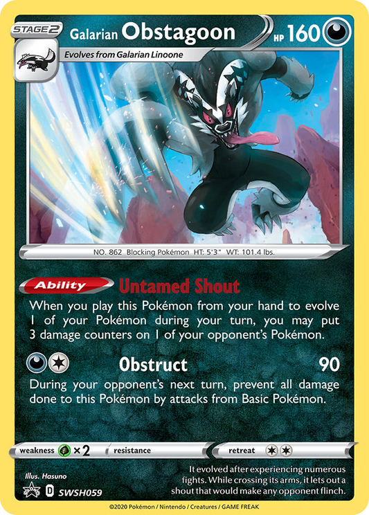 Galarian Obstagoon SWSH059/307 Promo | SWSH Black Star Promos | Pokemon Card