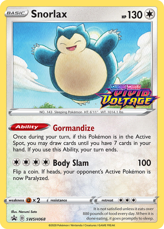 Snorlax SWSH068/307 Promo | SWSH Black Star Promos | Pokemon Card