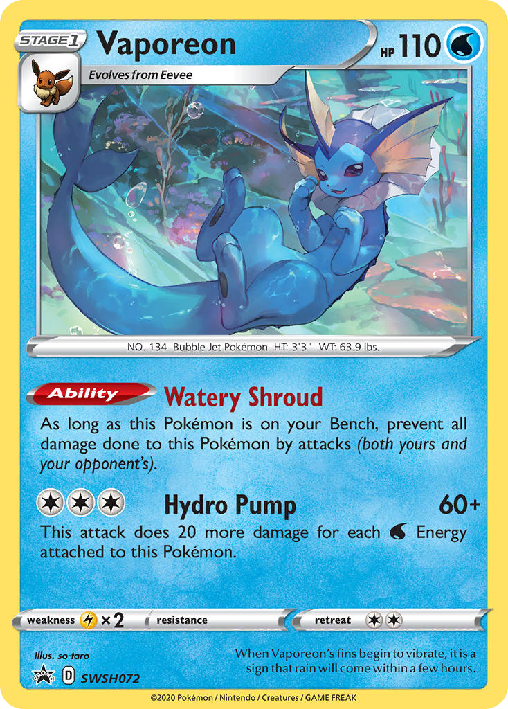 Vaporeon SWSH072/307 Promo | SWSH Black Star Promos | Pokemon Card