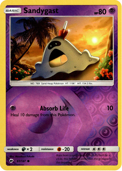 Sandygast 61/147 Reverse Holo | Burning Shadows | Pokemon Card