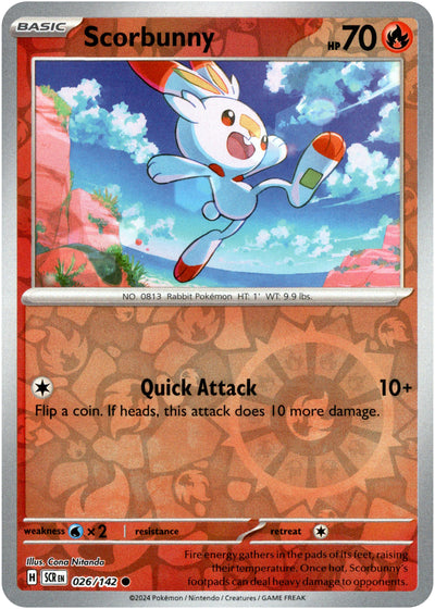 Scorbunny 26/142 Reverse Holo | Stellar Crown | Pokemon Card