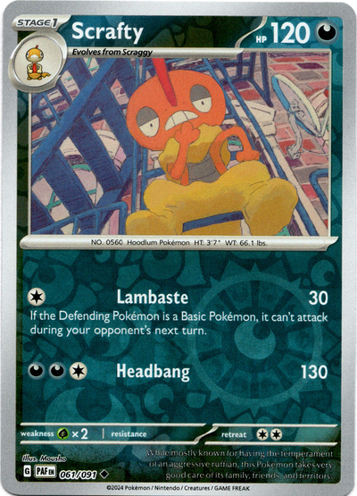 Scrafty 61/91 Reverse Holo | Paldean Fates | Pokemon Card