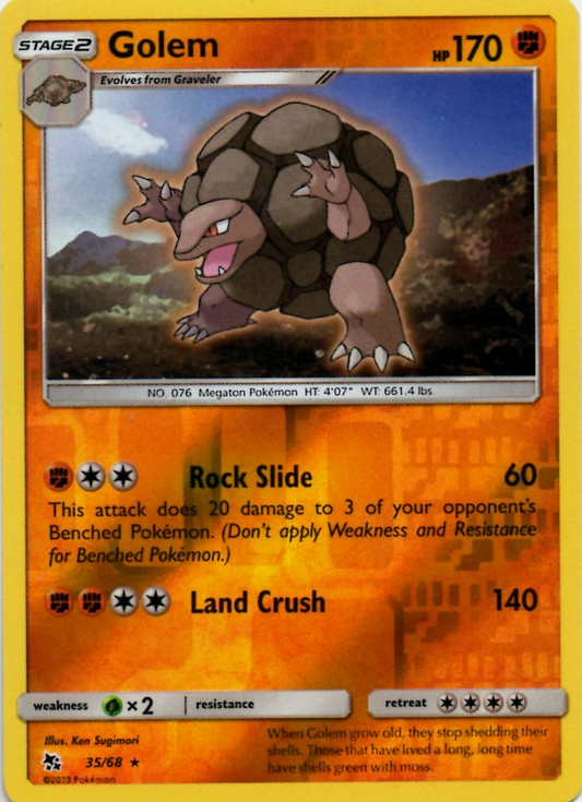Golem 35/68 Reverse Holo | Hidden Fates | Pokemon Card