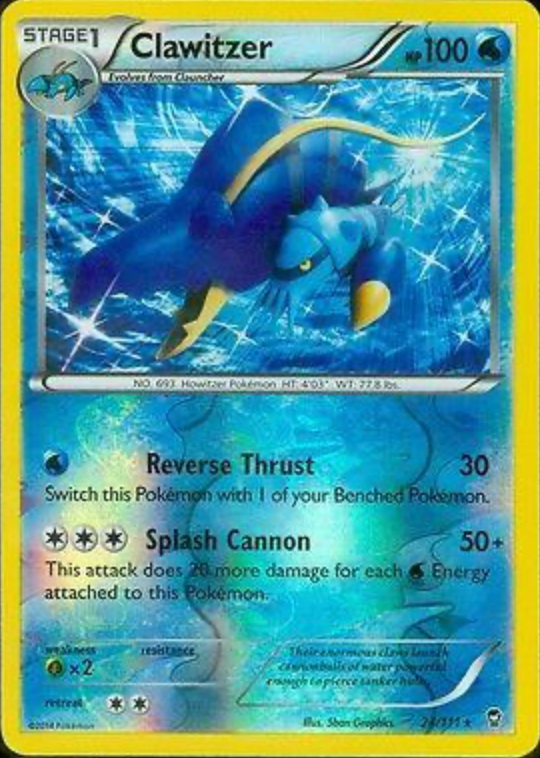 Clawitzer 24/111 Reverse Holo | Furious Fists | Pokemon Card