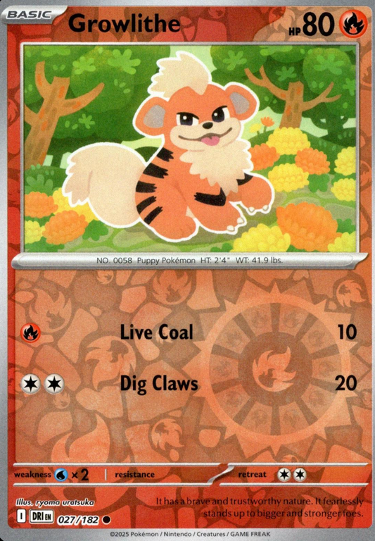 Growlithe 27/182 Reverse Holo | Destined Rivals | Pokemon Card