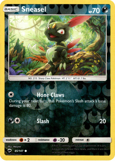 Sneasel 85/147 Reverse Holo | Burning Shadows | Pokemon Card