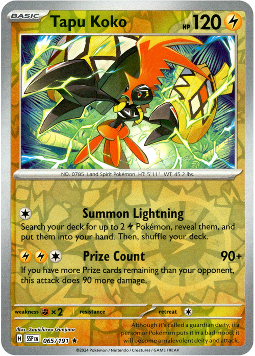 Tapu Koko 65/191 Reverse Holo | Surging Sparks | Pokemon Card