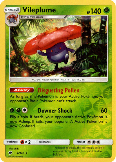 Vileplume 6/147 Reverse Holo | Burning Shadows | Pokemon Card