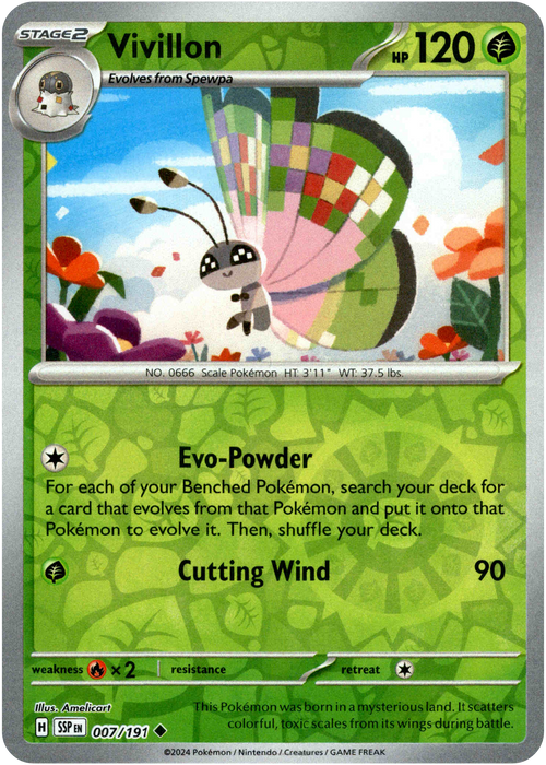 Vivillon 7/191 Reverse Holo | Surging Sparks | Pokemon Card