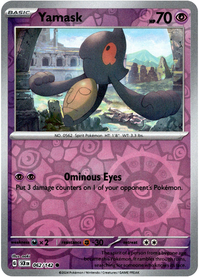 Yamask 62/142 Reverse Holo | Stellar Crown | Pokemon Card