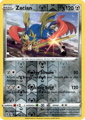 Zacian 139/192 Reverse Holo | Rebel Clash | Pokemon Card