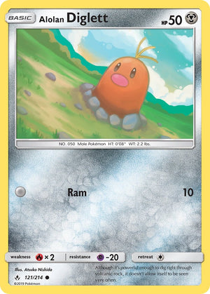 Alolan Diglett 121/214 Reverse Holo | Unbroken Bonds | Pokemon Card