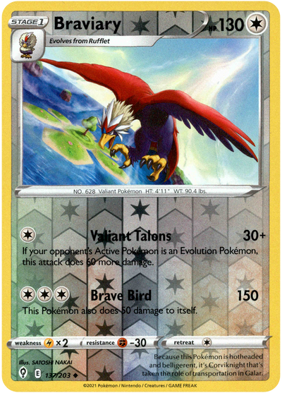 Braviary 137/203 Reverse Holo | Evolving Skies | Pokemon Card