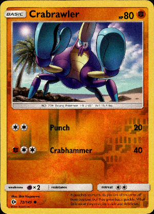 Crabrawler 72/149 Reverse Holo | Sun & Moon | Pokemon Card