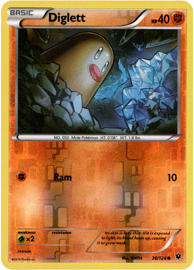 Diglett 36/124 Reverse Holo | Fates Collide | Pokemon Card
