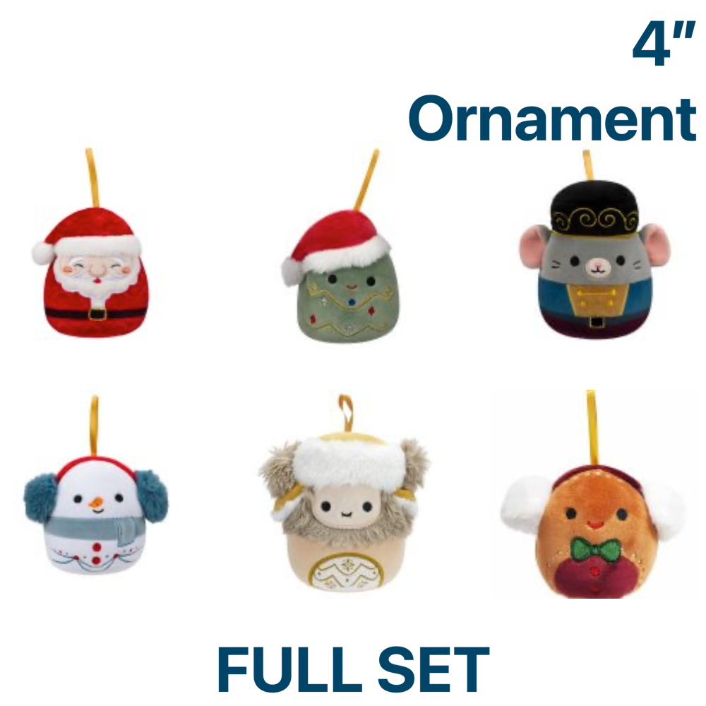 FULL SET (6) ~ Holiday 4" Ornaments Squishmallow Plush PRE-ORDER
