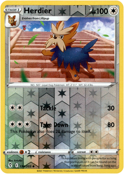 Herdier 134/203 Reverse Holo | Evolving Skies | Pokemon Card