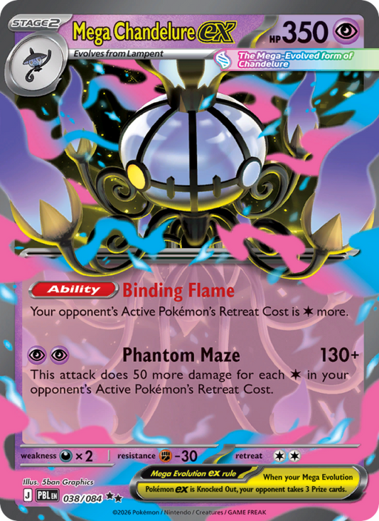 Mega Chandelure ex 38/84 Double Rare | Pitch Black | Pokemon Card