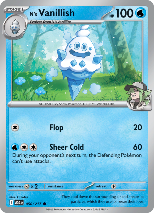 N's Vanillish 50/217 Common | Ascended Heroes | Pokemon Card