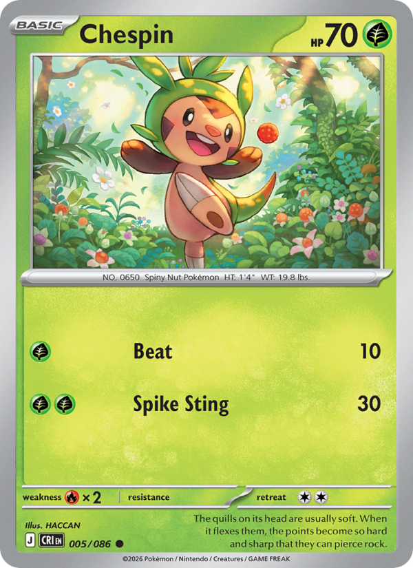 Chespin 5/86 Common | Chaos Rising | Pokemon Card