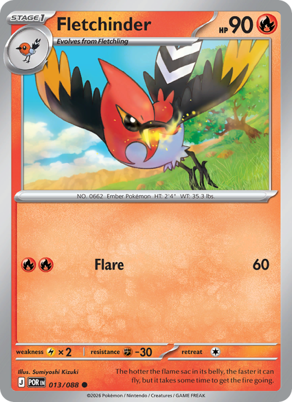 Fletchinder 13/88 Common | Perfect Order | Pokemon Card