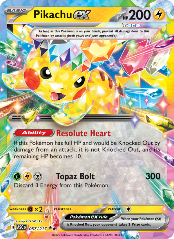 Pikachu ex 57/217 Double Rare | Ascended Heroes | Pokemon Card