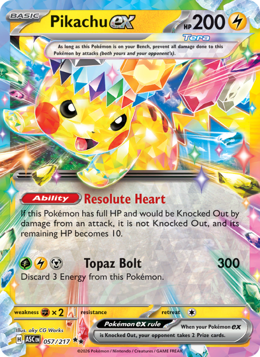 Pikachu ex 57/217 Double Rare | Ascended Heroes | Pokemon Card