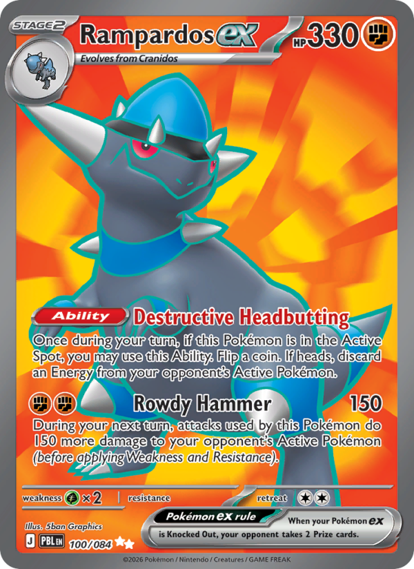Rampardos ex 100/84 Ultra Rare | Pitch Black | Pokemon Card