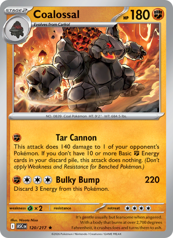 Coalossal 120/217 Rare Holo | Ascended Heroes | Pokemon Card