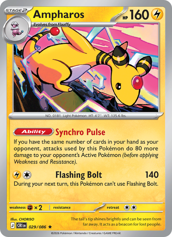 Ampharos 29/86 Rare Holo | Chaos Rising | Pokemon Card