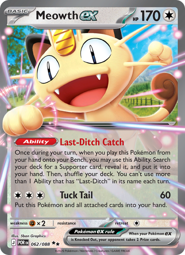 Meowth ex 62/88 Double Rare | Perfect Order | Pokemon Card