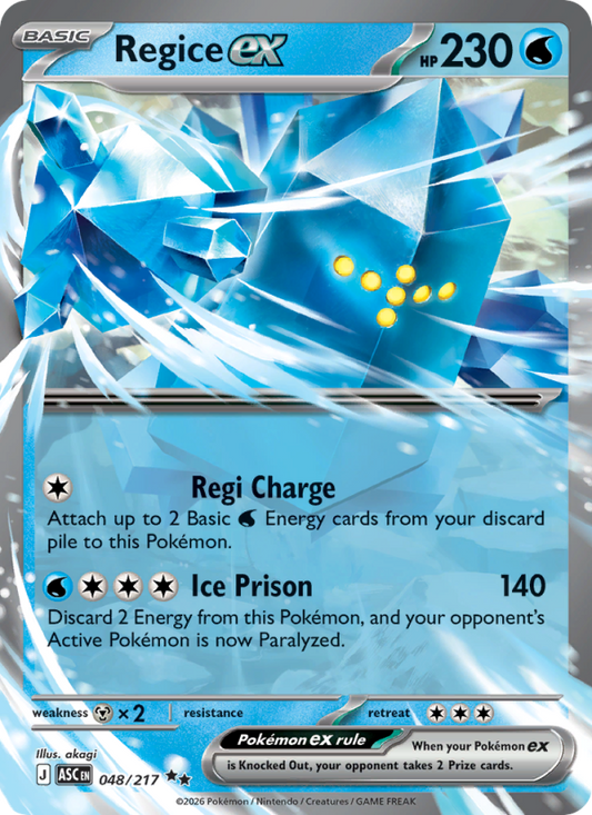 Regice ex 48/217 Double Rare | Ascended Heroes | Pokemon Card