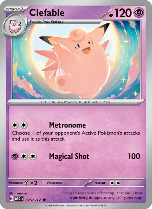 Clefable 75/217 Uncommon | Ascended Heroes | Pokemon Card