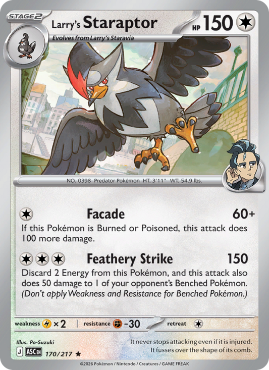 Larry's Staraptor 170/217 Rare Holo | Ascended Heroes | Pokemon Card