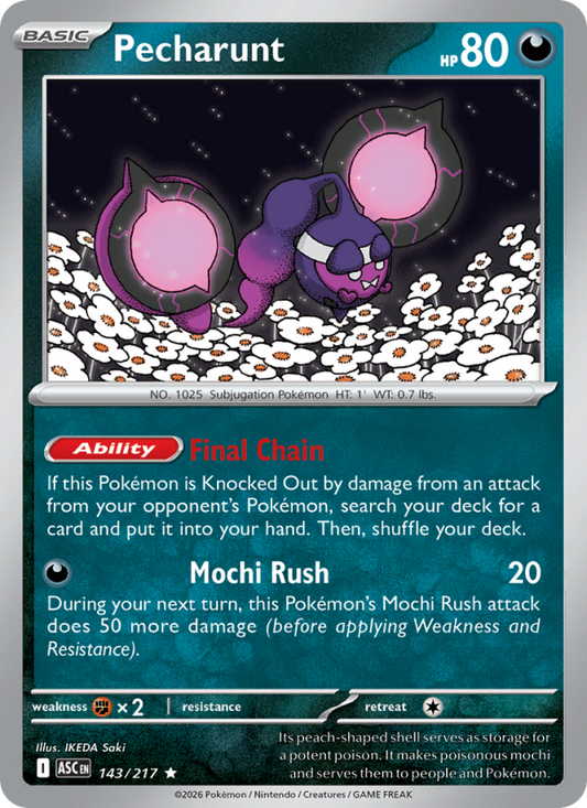 Pecharunt 143/217 Rare Holo | Ascended Heroes | Pokemon Card
