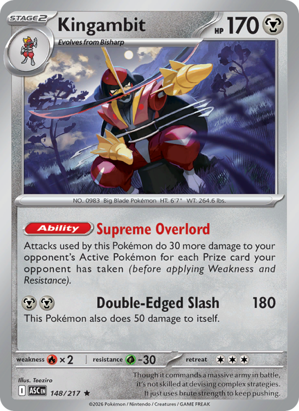 Kingambit 148/217 Rare Holo | Ascended Heroes | Pokemon Card