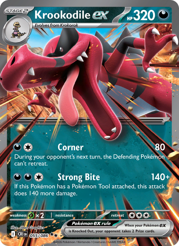 Krookodile ex 55/86 Double Rare | Chaos Rising | Pokemon Card