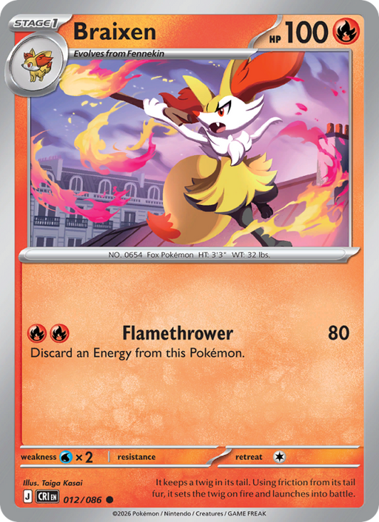Braixen 12/86 Common | Chaos Rising | Pokemon Card
