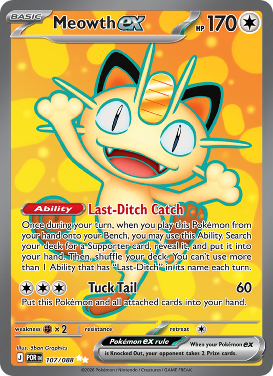 Meowth ex 107/88 Ultra Rare | Perfect Order | Pokemon Card